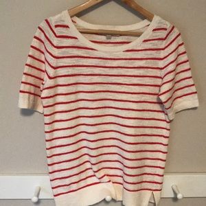 LOFT red stripe short sleeve sweater